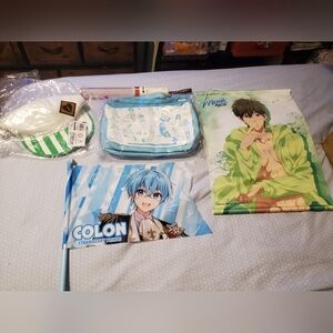 Anime Character Merchandise Set - Green and Blue
